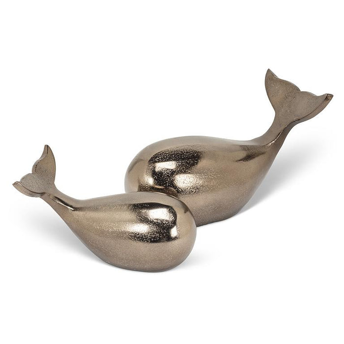 Small Simple Whale Aluminum Sculpture, 6.5 in