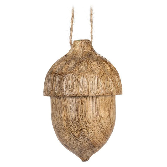Carved Wooden Acorn Ornaments, Set of 3