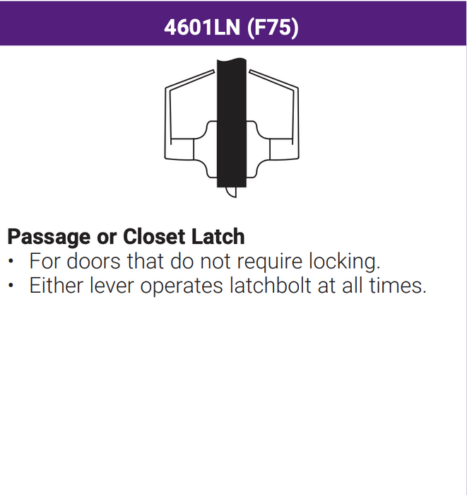 ACCENTRA 4601LN Grade 2 Passage Lever Lockset