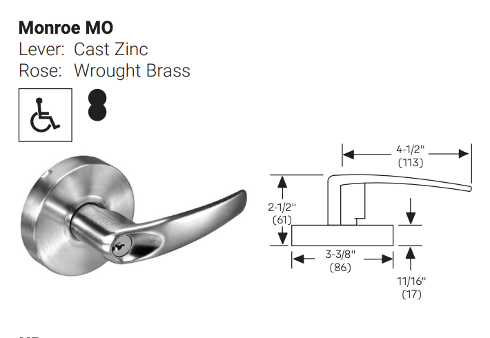 ACCENTRA 4607LN Grade 2 Entry Lever Lockset