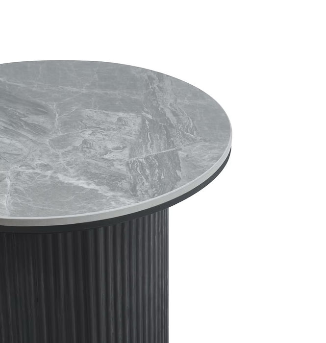 Roman Round Side Table with Black Fluted Base