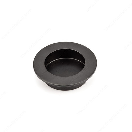 Traditional round recessed forged iron pull in Matte Black, model 9548