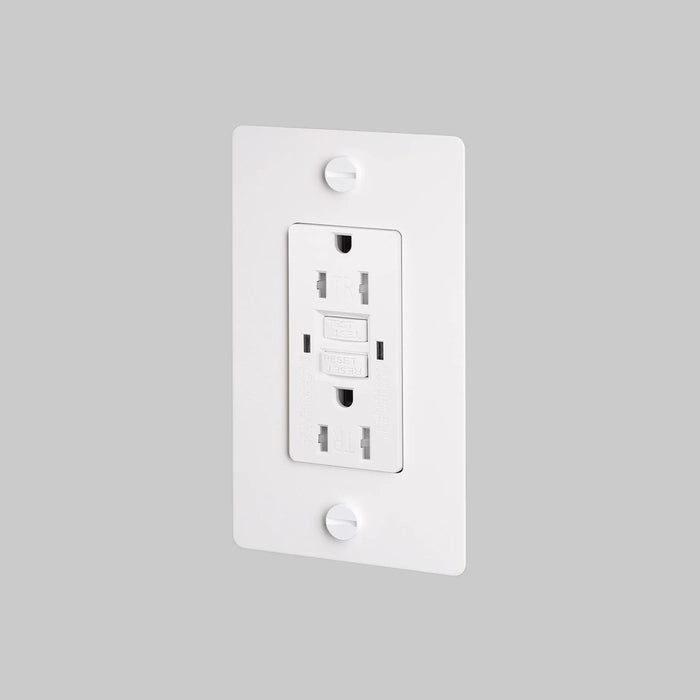 Buster + Punch 1-Gang Duplex GFCI Outlet – Cross - White / Without Logo - 1G GFCI