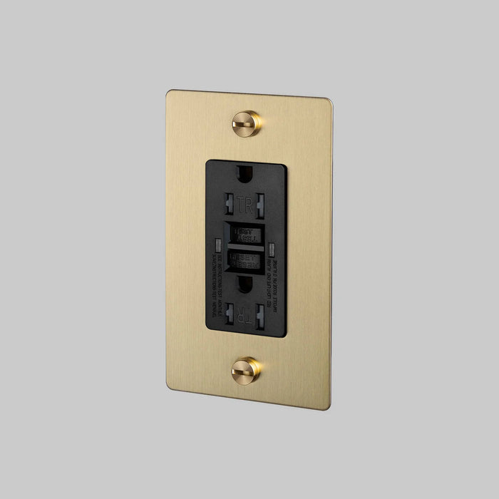 Buster + Punch 1-Gang Duplex GFCI Outlet – Cross - Brass / Without Logo - 1G GFCI