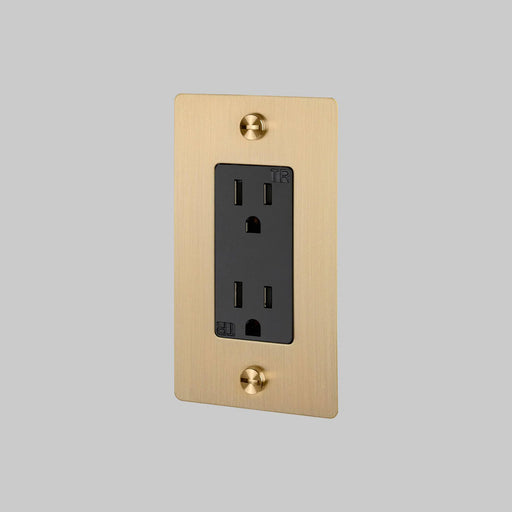Buster + Punch 1-Gang Duplex Outlet – Cross - Brass / Without Logo - 1G Duplex Outlets