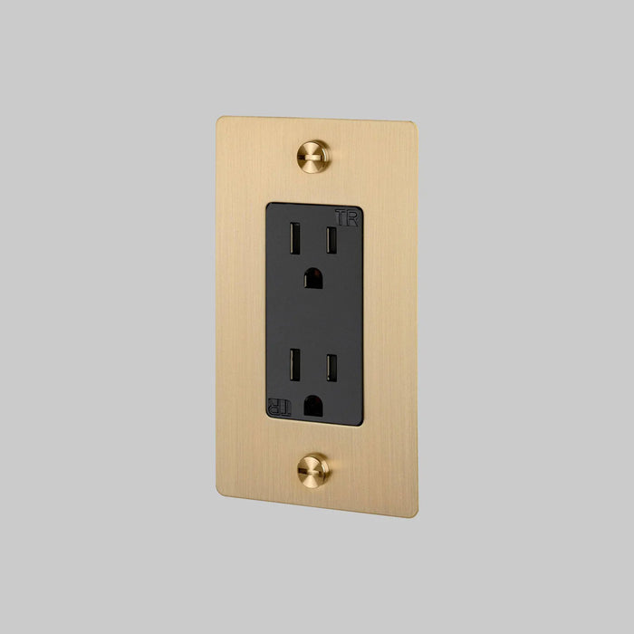 Buster + Punch 1-Gang Duplex Outlet – Cross - Brass / Without Logo - 1G Duplex Outlets