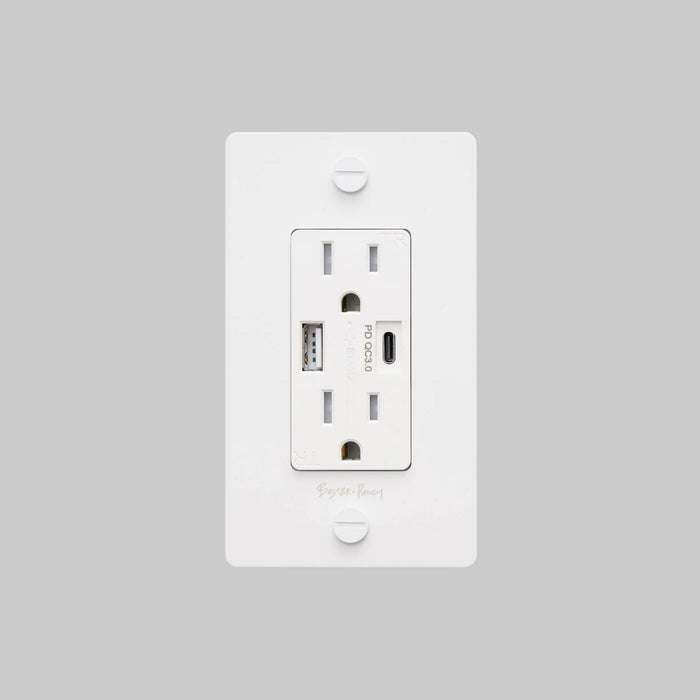 Buster + Punch 1-Gang Duplex Outlet with USB-A & USB-C – Cross - 1G USB A + C Outlets