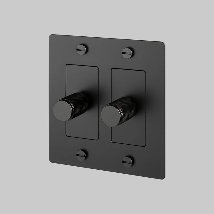 Buster + Punch 2-Gang LED Dimmer Switch – Cross - Black / Without Logo - 2G Dimmers