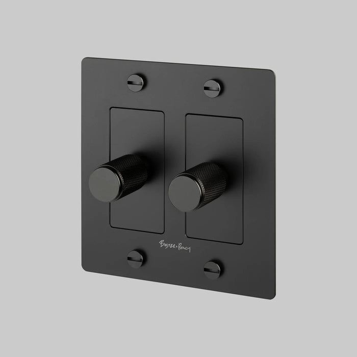 Buster + Punch 2-Gang LED Dimmer Switch – Cross - Black / With Logo - 2G Dimmers