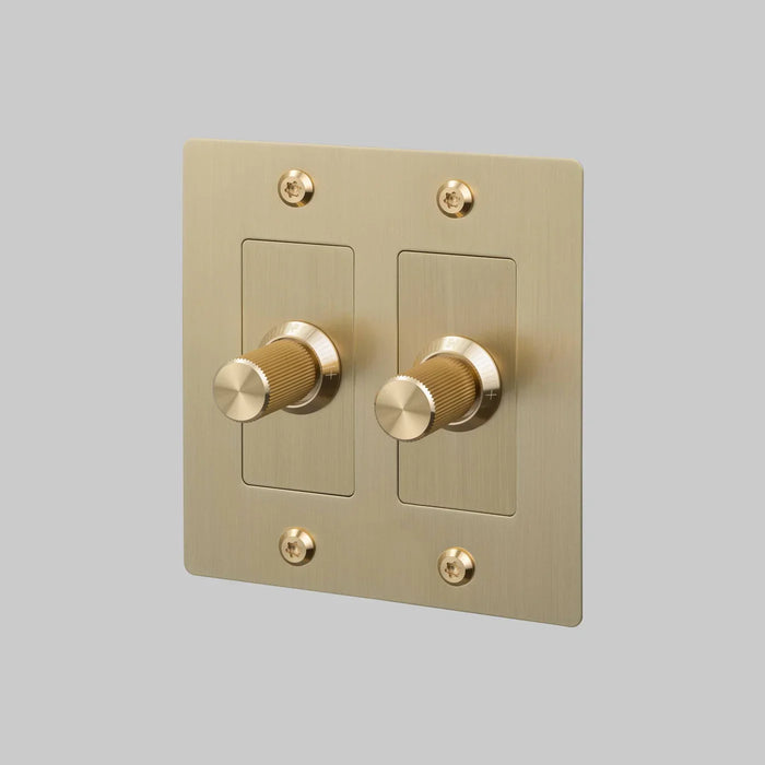 Buster + Punch 2-Gang LED Dimmer Switch – Linear - Brass / Without Logo - 2G Dimmers