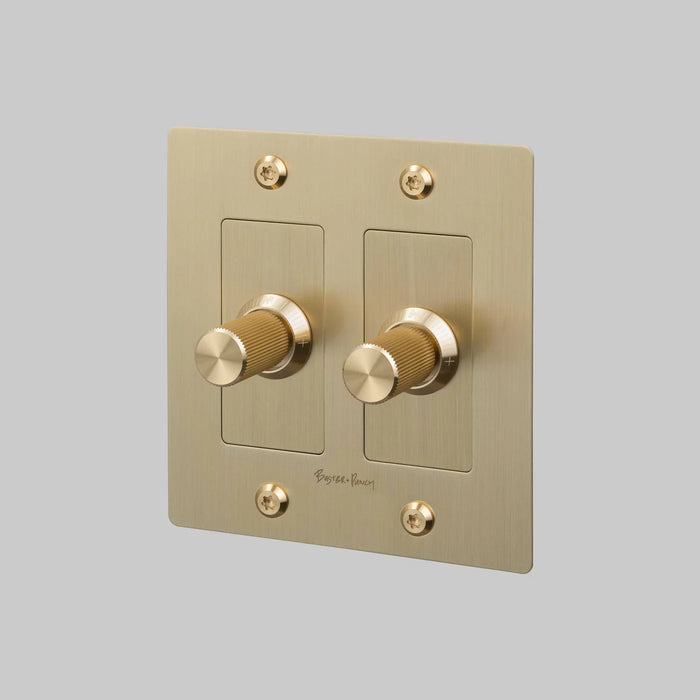 Buster + Punch 2-Gang LED Dimmer Switch – Linear - Brass / With Logo - 2G Dimmers