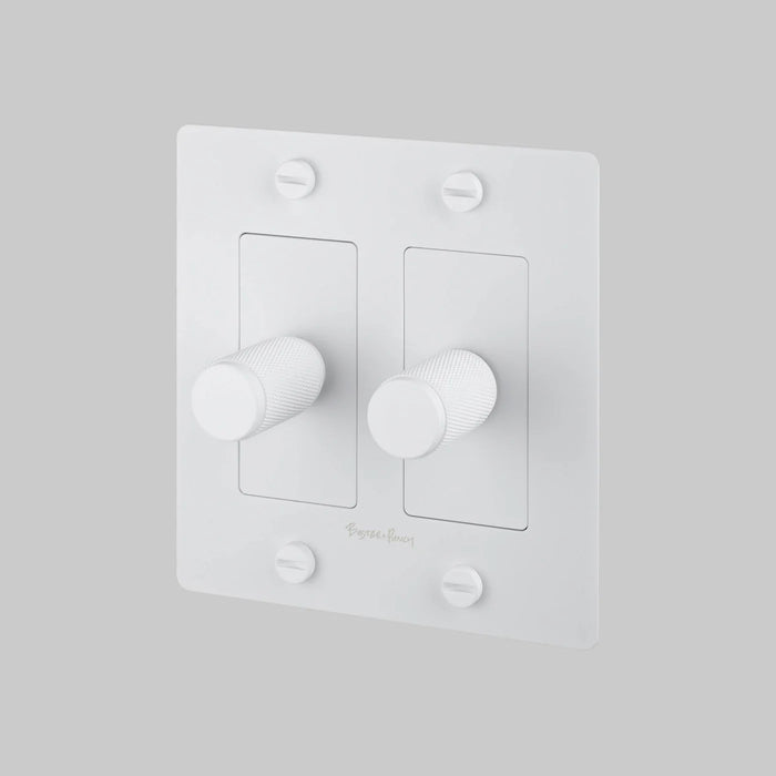 Buster + Punch 2-Gang LED Dimmer Switch – Cross - White / With Logo - 2G Dimmers
