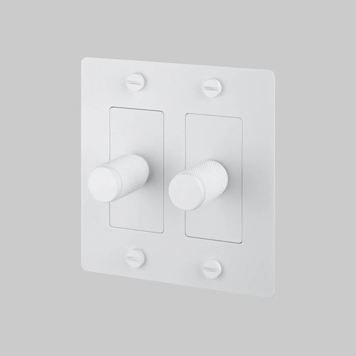 Buster + Punch 2-Gang LED Dimmer Switch – Cross - White / Without Logo - 2G Dimmers
