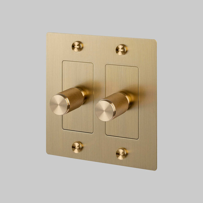 Buster + Punch 2-Gang LED Dimmer Switch – Cross - Brass / With Logo - 2G Dimmers