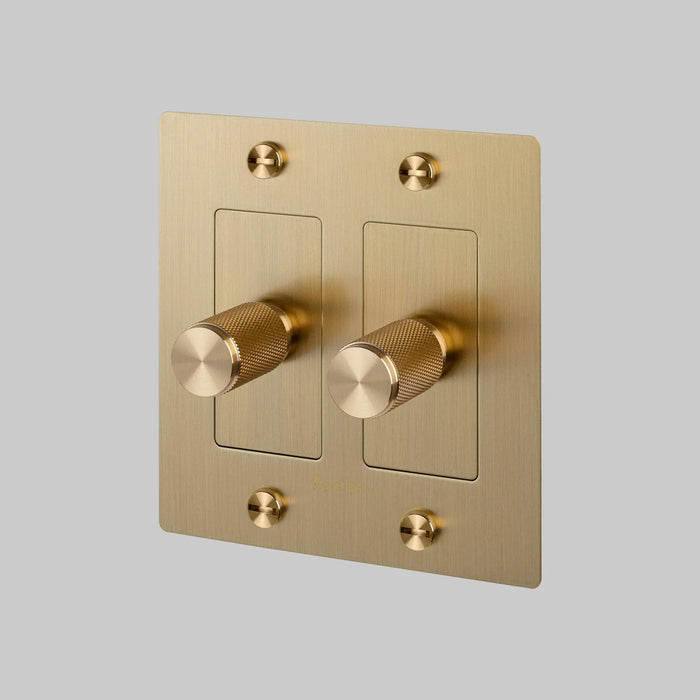 Buster + Punch 2-Gang LED Dimmer Switch – Cross - Brass / Without Logo - 2G Dimmers