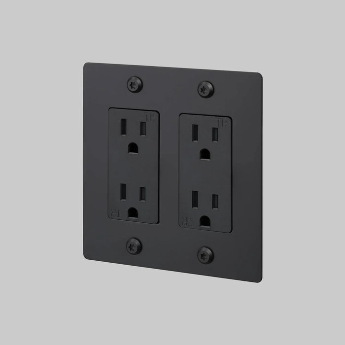 Buster + Punch 2-Gang Duplex Outlet – Linear - Black / Without Logo - 2G Duplex Outlets