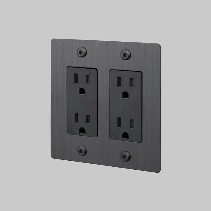 Buster + Punch 2-Gang Duplex Outlet – Linear - Smoked Bronze / Without Logo - 2G Duplex Outlets
