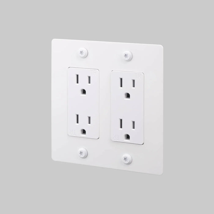 Buster + Punch 2-Gang Duplex Outlet – Linear - White / Without Logo - 2G Duplex Outlets