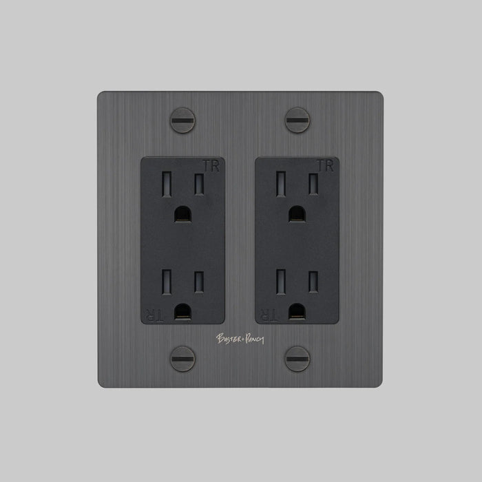 Buster + Punch 2-Gang Duplex Outlet – Cross - 2G Duplex Outlets