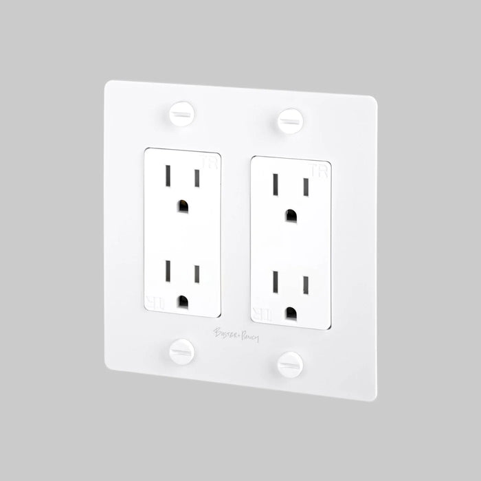 Buster + Punch 2-Gang Duplex Outlet – Cross - White - 2G Duplex Outlets