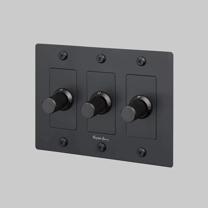 Buster + Punch 3-Gang LED Dimmer Switch – Linear - Black / With Logo - 3G Dimmers