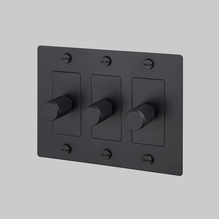 Buster + Punch 3-Gang LED Dimmer Switch – Cross - Black / Without Logo - 3G Dimmers