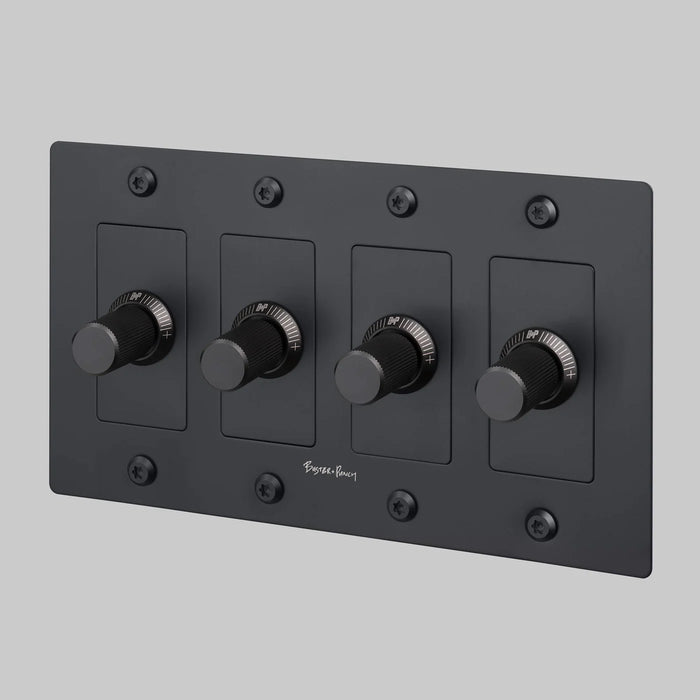 Buster + Punch 4-Gang LED Dimmer Switch – Linear - Black / With Logo - 4G Dimmers