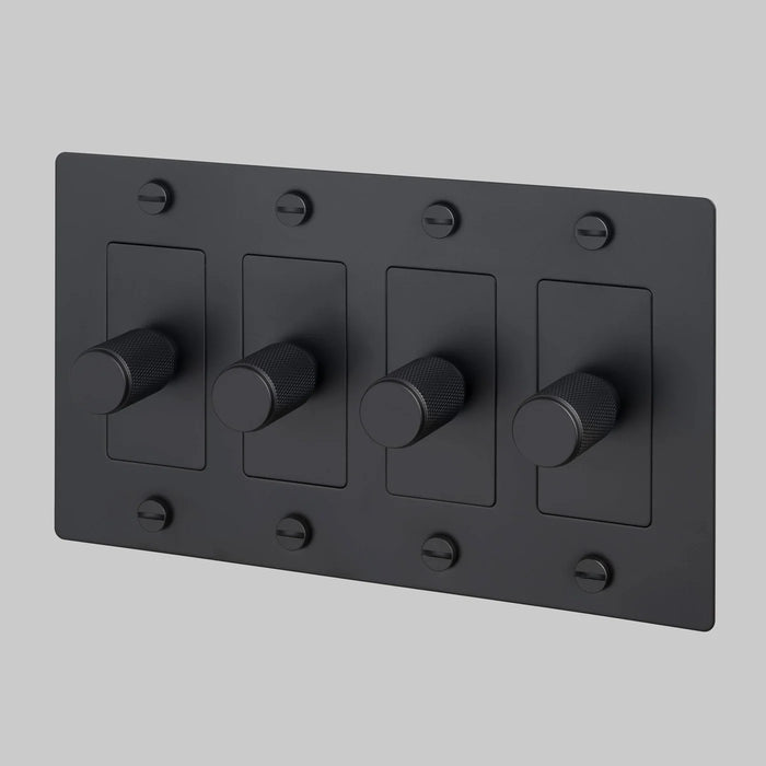 Buster + Punch 4-Gang LED Dimmer Switch – Cross - Black / Without Logo - 4G Dimmers