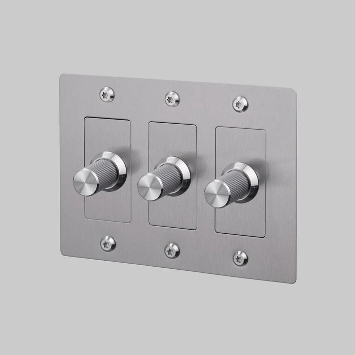 Buster + Punch 3-Gang LED Dimmer Switch – Linear - Steel / Without Logo - 3G Dimmers