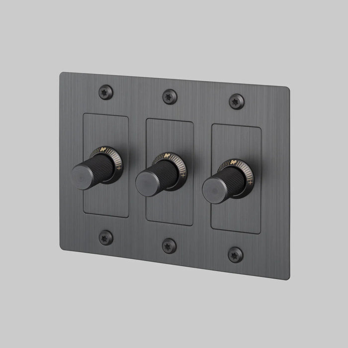 Buster + Punch 3-Gang LED Dimmer Switch – Linear - Smoked Bronze / Without Logo - 3G Dimmers
