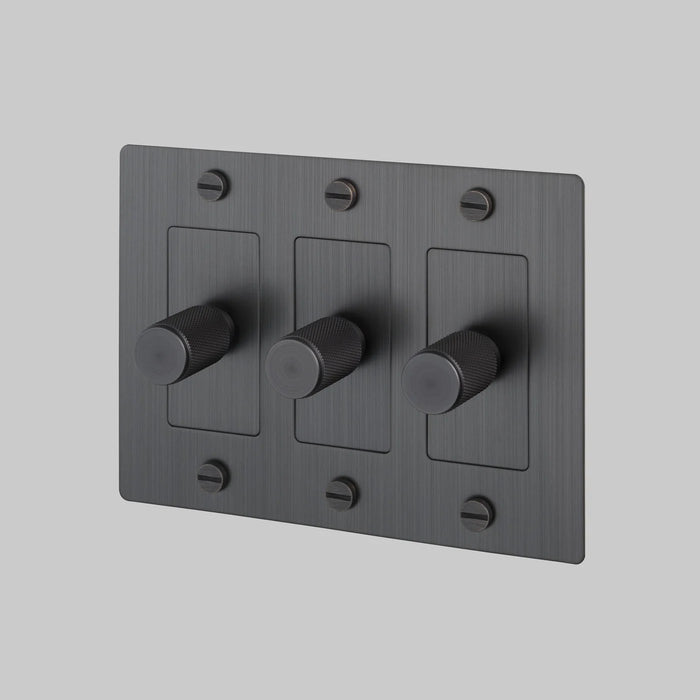 Buster + Punch 3-Gang LED Dimmer Switch – Cross - Smoked Bronze / Without Logo - 3G Dimmers