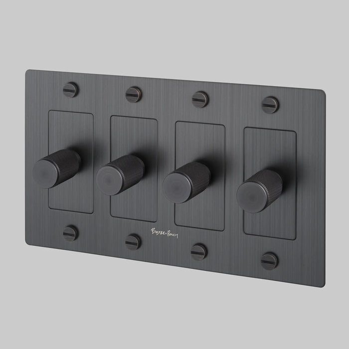 Buster + Punch 4-Gang LED Dimmer Switch – Cross - Smoked Bronze / With Logo - 4G Dimmers