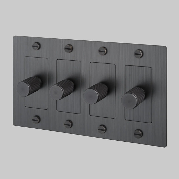 Buster + Punch 4-Gang LED Dimmer Switch – Cross - Smoked Bronze / Without Logo - 4G Dimmers