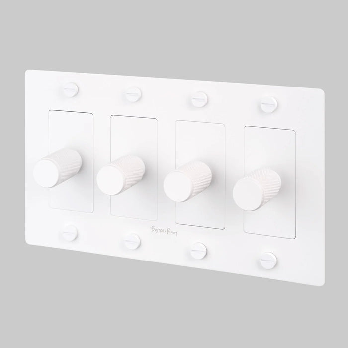 Buster + Punch 4-Gang LED Dimmer Switch – Cross - White / With Logo - 4G Dimmers