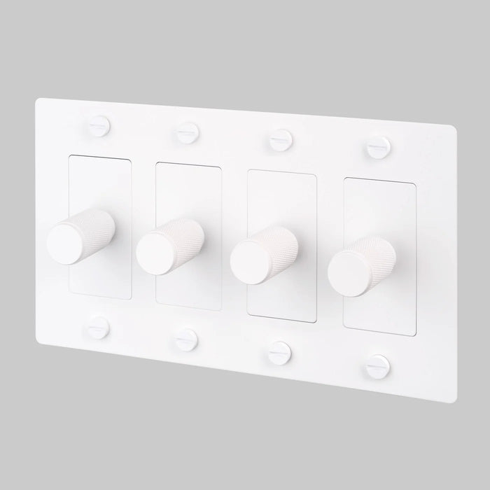 Buster + Punch 4-Gang LED Dimmer Switch – Cross - White / Without Logo - 4G Dimmers