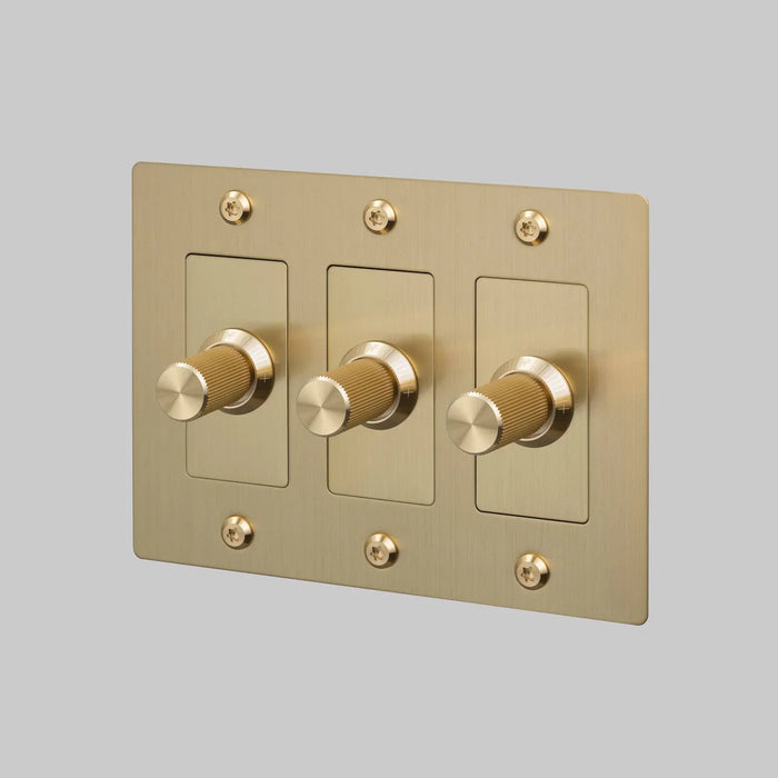 Buster + Punch 3-Gang LED Dimmer Switch – Linear - Brass / Without Logo - 3G Dimmers