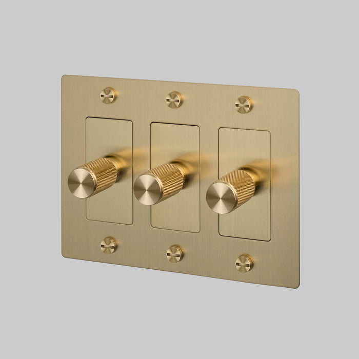 Buster + Punch 3-Gang LED Dimmer Switch – Cross - Brass / Without Logo - 3G Dimmers