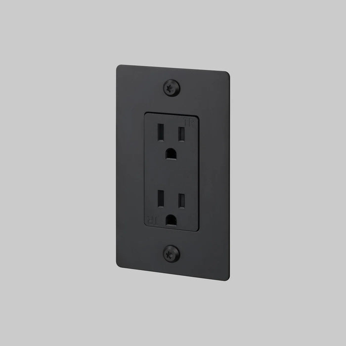 Buster + Punch 1-Gang Duplex Outlet – Linear - Black / Without Logo - 1G Duplex Outlets