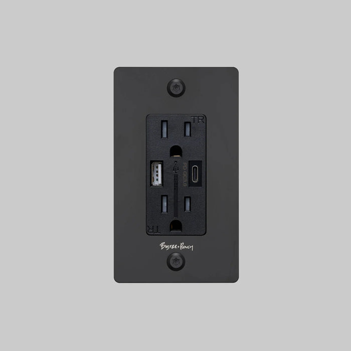 Buster + Punch 1-Gang Duplex Outlet with USB-A & USB-C – Linear - 1G USB A + C Outlets