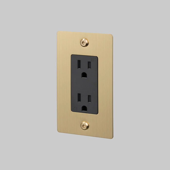 Buster + Punch 1-Gang Duplex Outlet – Linear - Brass / Without Logo - 1G Duplex Outlets