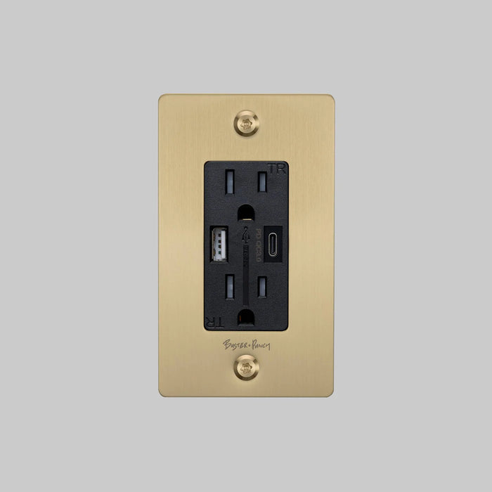 Buster + Punch 1-Gang Duplex Outlet with USB-A & USB-C – Linear - 1G USB A + C Outlets