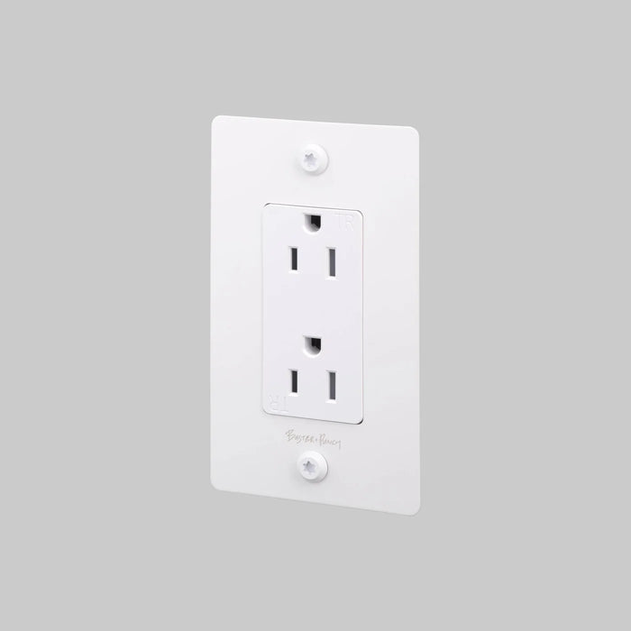 Buster + Punch 1-Gang Duplex Outlet – Linear - White / With Logo - 1G Duplex Outlets