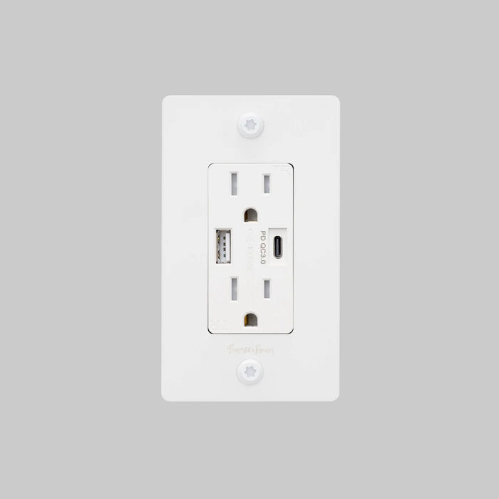 Buster + Punch 1-Gang Duplex Outlet with USB-A & USB-C – Linear - 1G USB A + C Outlets