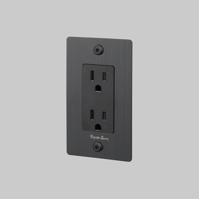 Buster + Punch 1-Gang Duplex Outlet – Linear - Smoked Bronze / With Logo - 1G Duplex Outlets