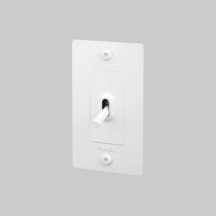 Buster + Punch 1-Gang Toggle Switch – Linear - White / With Logo - 1G Toggle