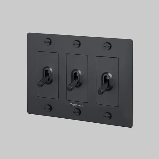 Buster + Punch 3-Gang Toggle Switch – Cross - Black / With Logo - 3G Toggle