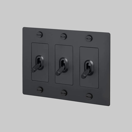 Buster + Punch 3-Gang Toggle Switch – Cross - Black / Without Logo - 3G Toggle