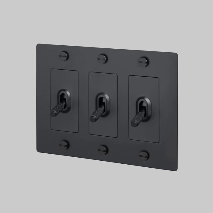 Buster + Punch 3-Gang Toggle Switch – Cross - Black / Without Logo - 3G Toggle
