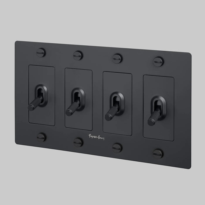 Buster + Punch 4-Gang Toggle Switch – Cross - Black / With Logo - 4G Toggle