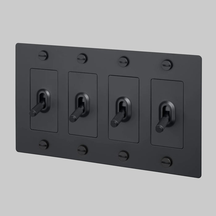 Buster + Punch 4-Gang Toggle Switch – Cross - Black / Without Logo - 4G Toggle